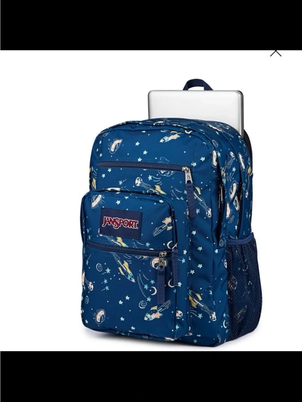 JanSport Blue Space Print Backpack big student 17” color vortex voyage blue